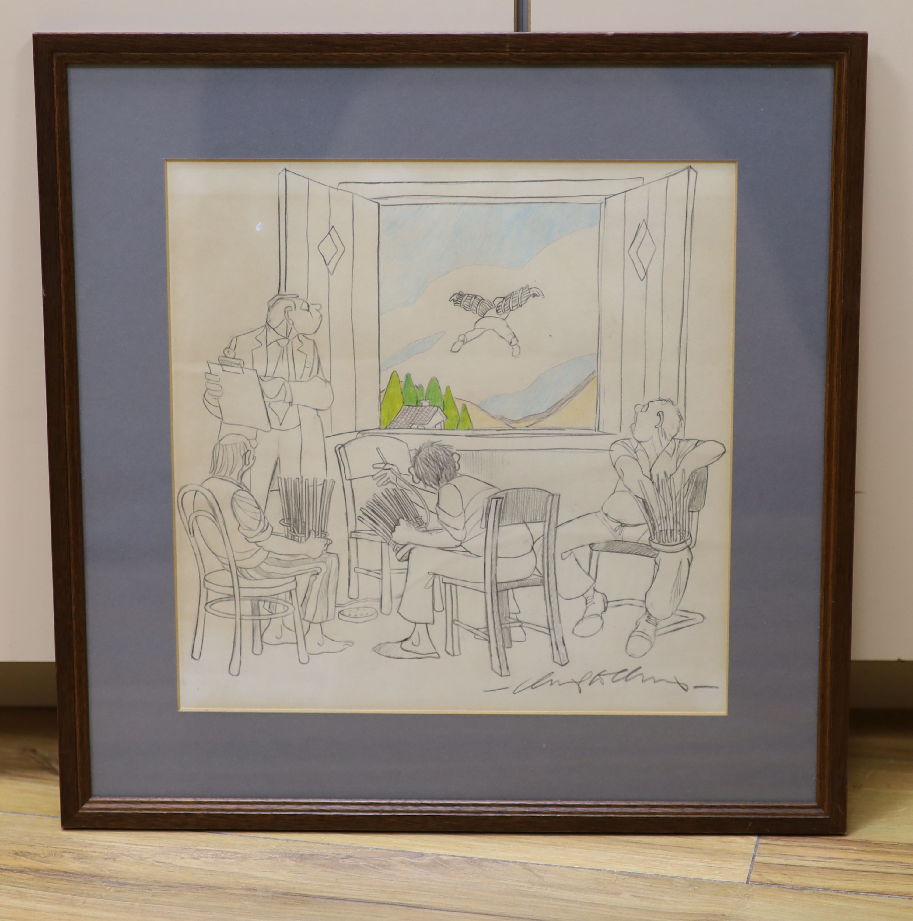 Clive Hugh Austin Collins MBE (b.1942) Phil Collins drawing, signed, 27 x 27cm.